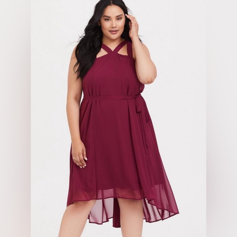 Torrid Midi dress halter‎ neck strappy chiffon flowy party night out romantic